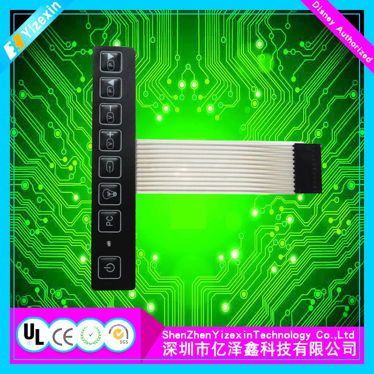 Custom 3m Adhesive Waterproof Membrane Keypad Switch with LED