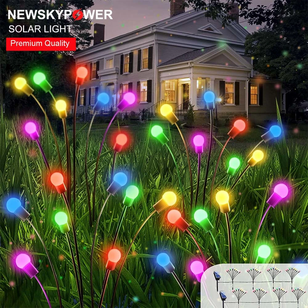Garden Landscape Plant Flower Decorative 4 Pack 32 Globes LED Solar Firefly Light