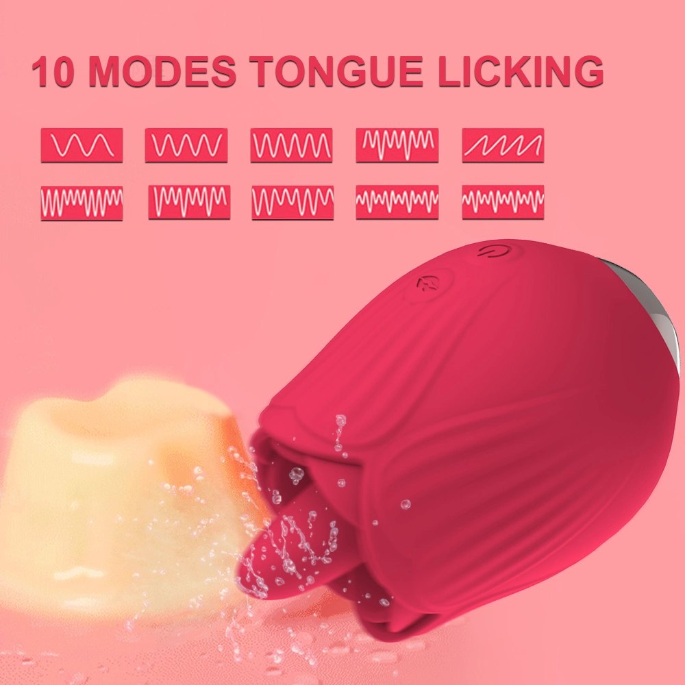 Licking Oral Nipple Clit Clitoris Stimulator Female Adults Powerful Rose Toy Vibrator with Tongue