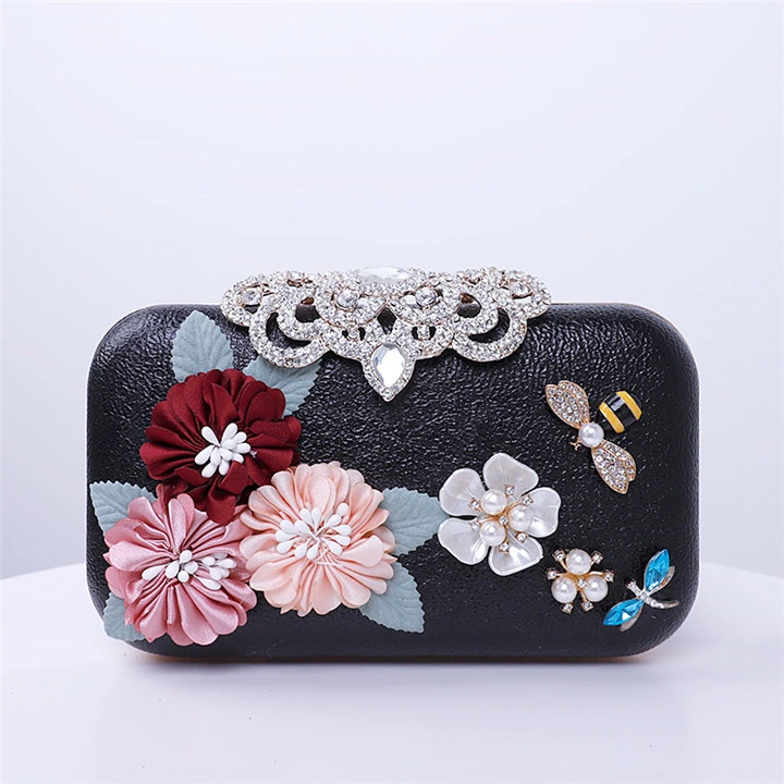 Top Sell Original Factory Wholesale/Supplier Market Flowers Crystal Elegant Clutch Bags Women Wedding Fashion Party Purse Evening Bag Eb1064