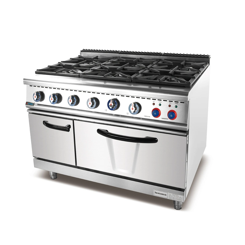 Energy Saving Gas Burner Cookers Gas Six Burner Range with Electirc Oven