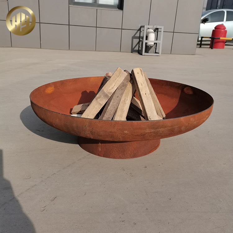 Outdoor Corten Steel Rusty Laser Cut Metal Wood Burning Fire Pit Bowl
