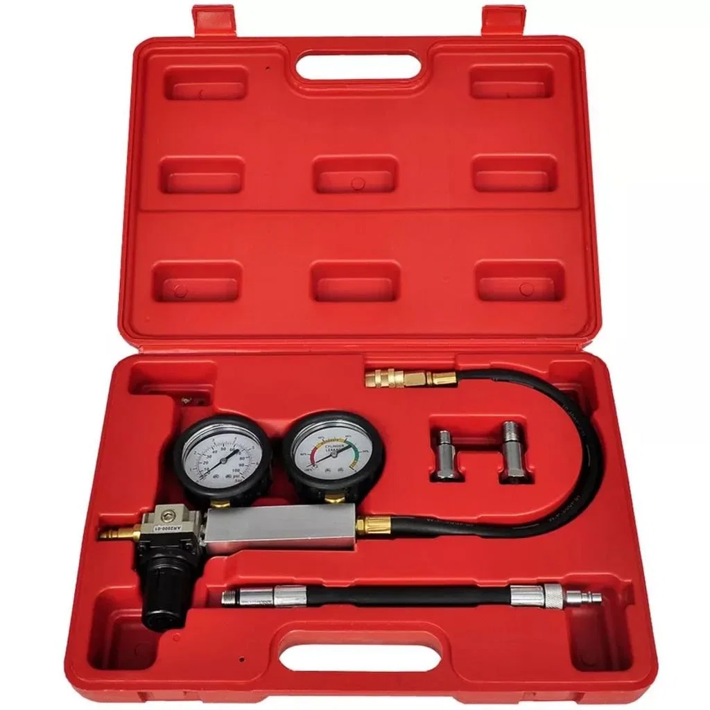 Kit detector de fugas de compresión del motor de gasolina conjunto Kit de herramientas para medir el indicador de doble cilindro automático del sistema con el comprobador de fugas de caso (48110015)