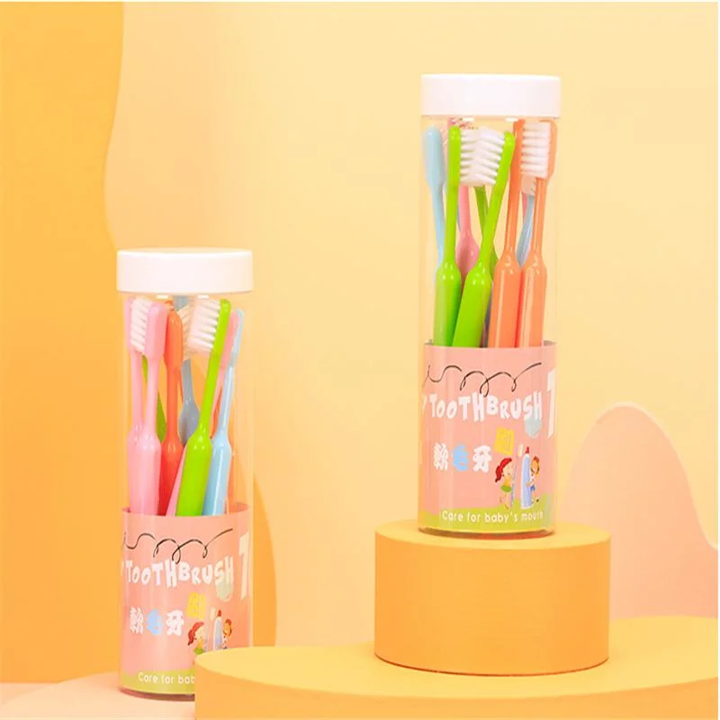 10 Children&prime; S Color Bucket Soft Bristle Toothbrush Oral Independent Care