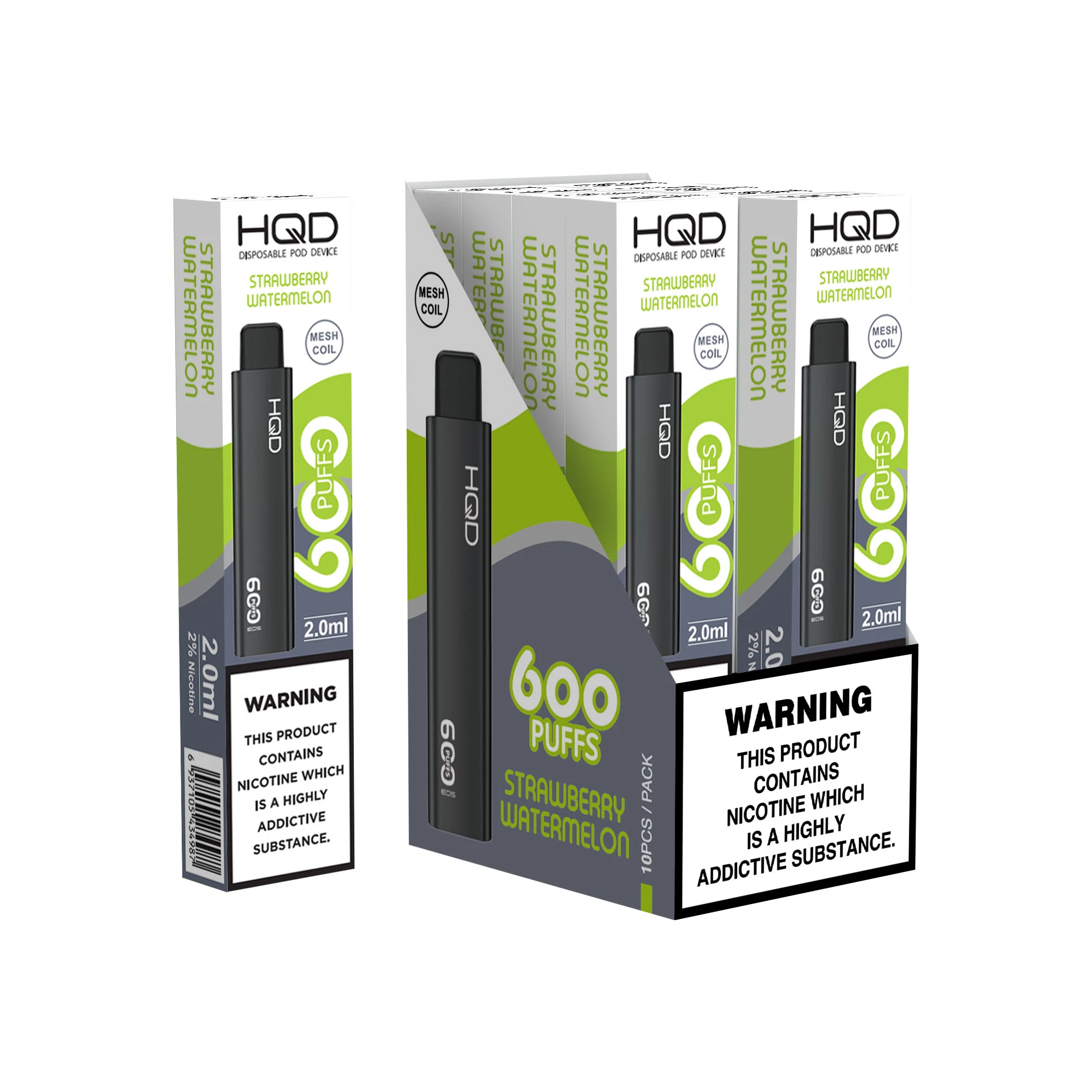 HQD 600puffs 0% 2% 5% malla no recargable VAPE desechable