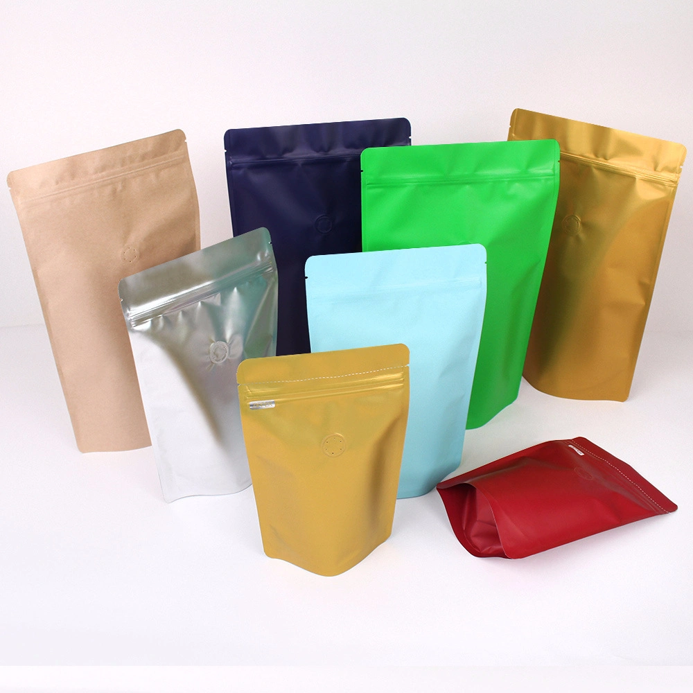 Custom Printed Food Packaging Stand up Pouches Matte Black Coffee Bags