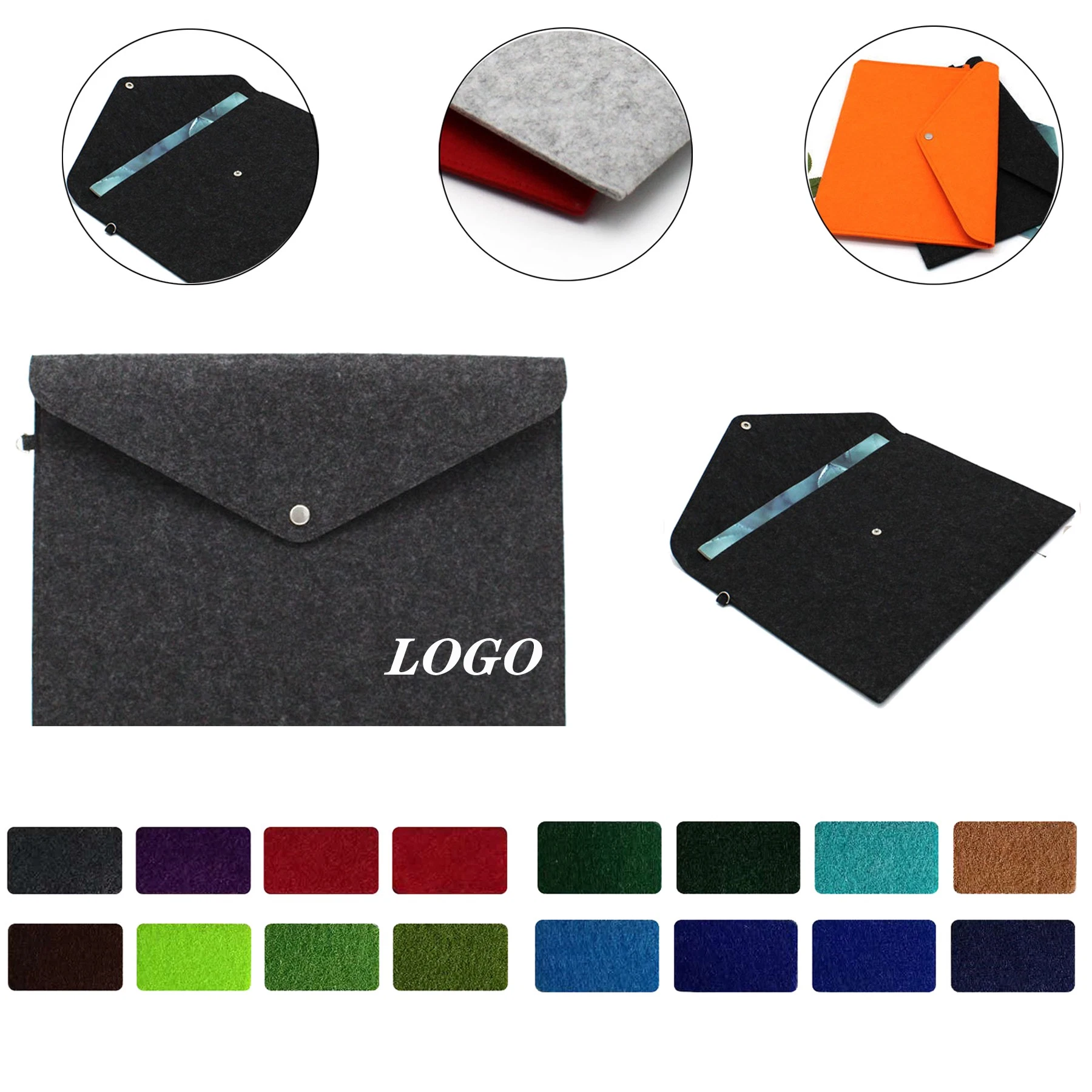 The Manufacturer Produces New Simple Felt Document Packing Bag Organizer Felt Folder Bag with a Button Closure