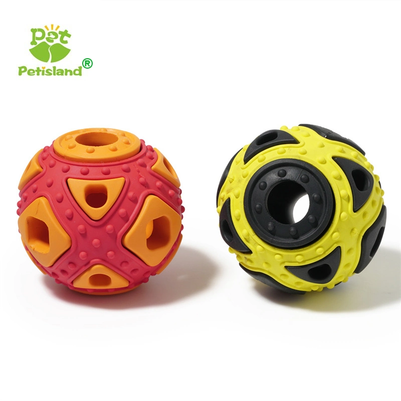 Amazon Hot Sale Manufacturer Double Colors Funny Interactive Pet Chewer Toy Feeder Puzzle Chew Leaked Food Puppy Dog Ball Chew Toys