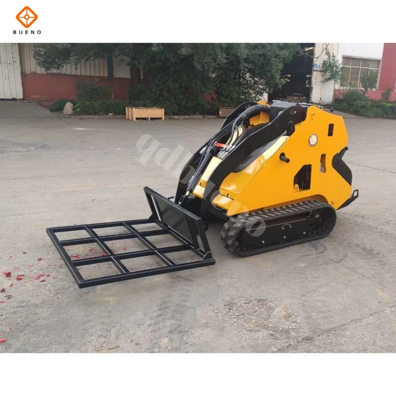 Bueno Crawler Type Compact Skid Steer Loader 700kg with Grapple Bucket, Brush Cutter, Mower, Tree Saw, High Speed Tree Saw, Forest Mulcher, Soil Tiller