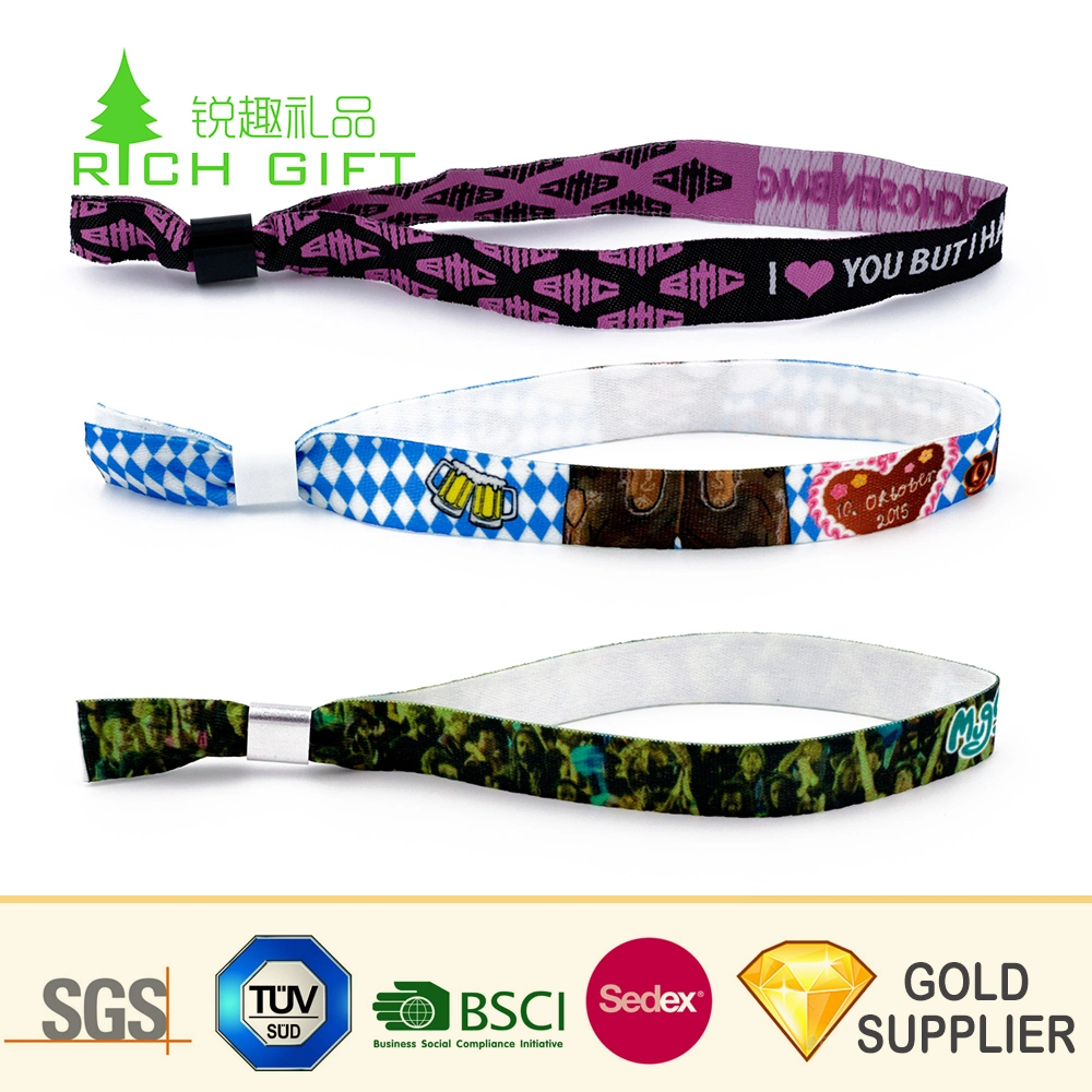 China Manufacturer Custom Fabric Heat Transfer Printing Wristbands No Minimum for Events