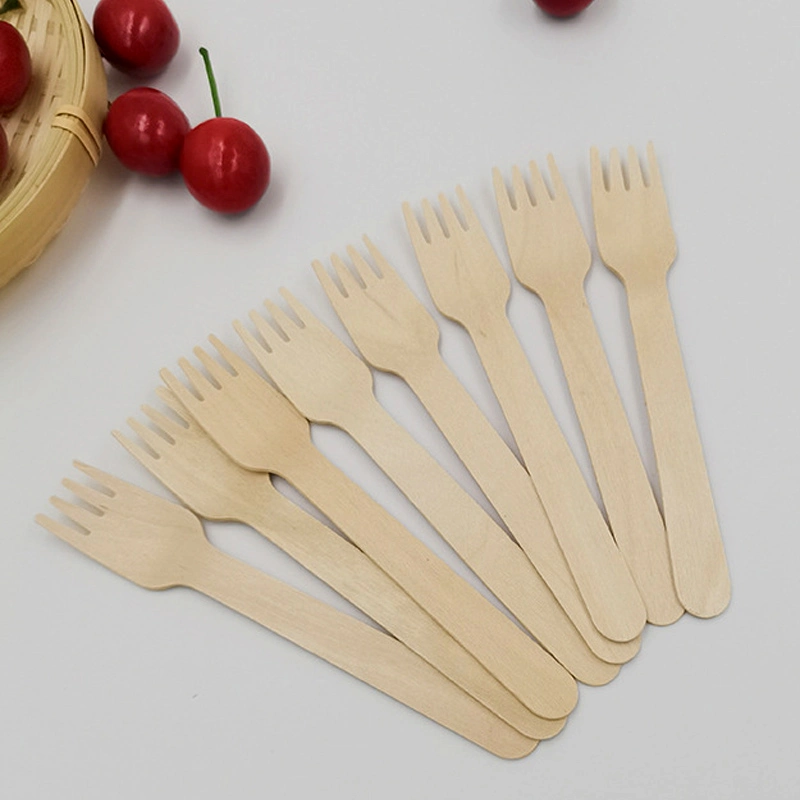 Eco-Friendly Disposable Cutlery 140mm Wooden Fork