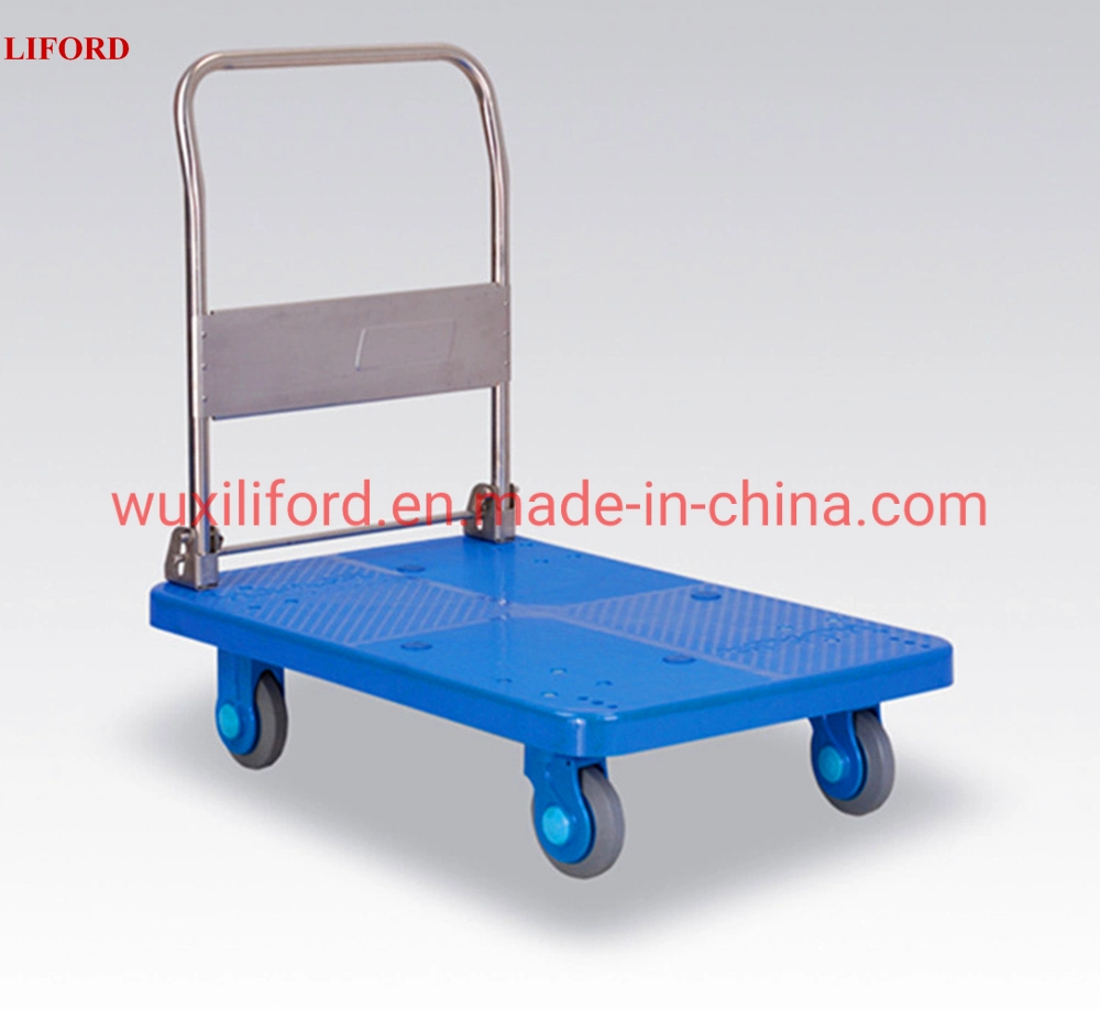 150kg 300kg Plastic Folding Platform Hand Trolley with 4-Wheel