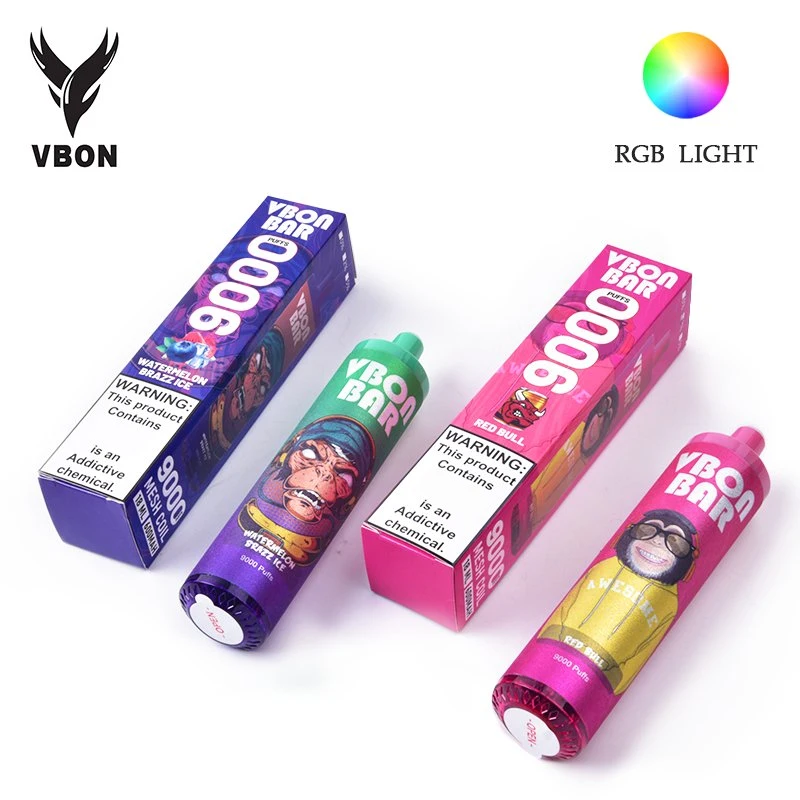 Peach 9000 Puffs Vbon Bar RGB erhältlich 600mAh Batterie 18ml Tragbarer Vape