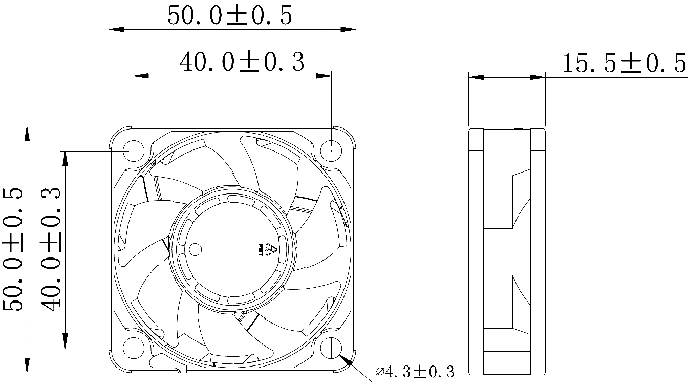 50mm 50X50X15mm 12V DC 5015 Ventilador Axial sem escovas