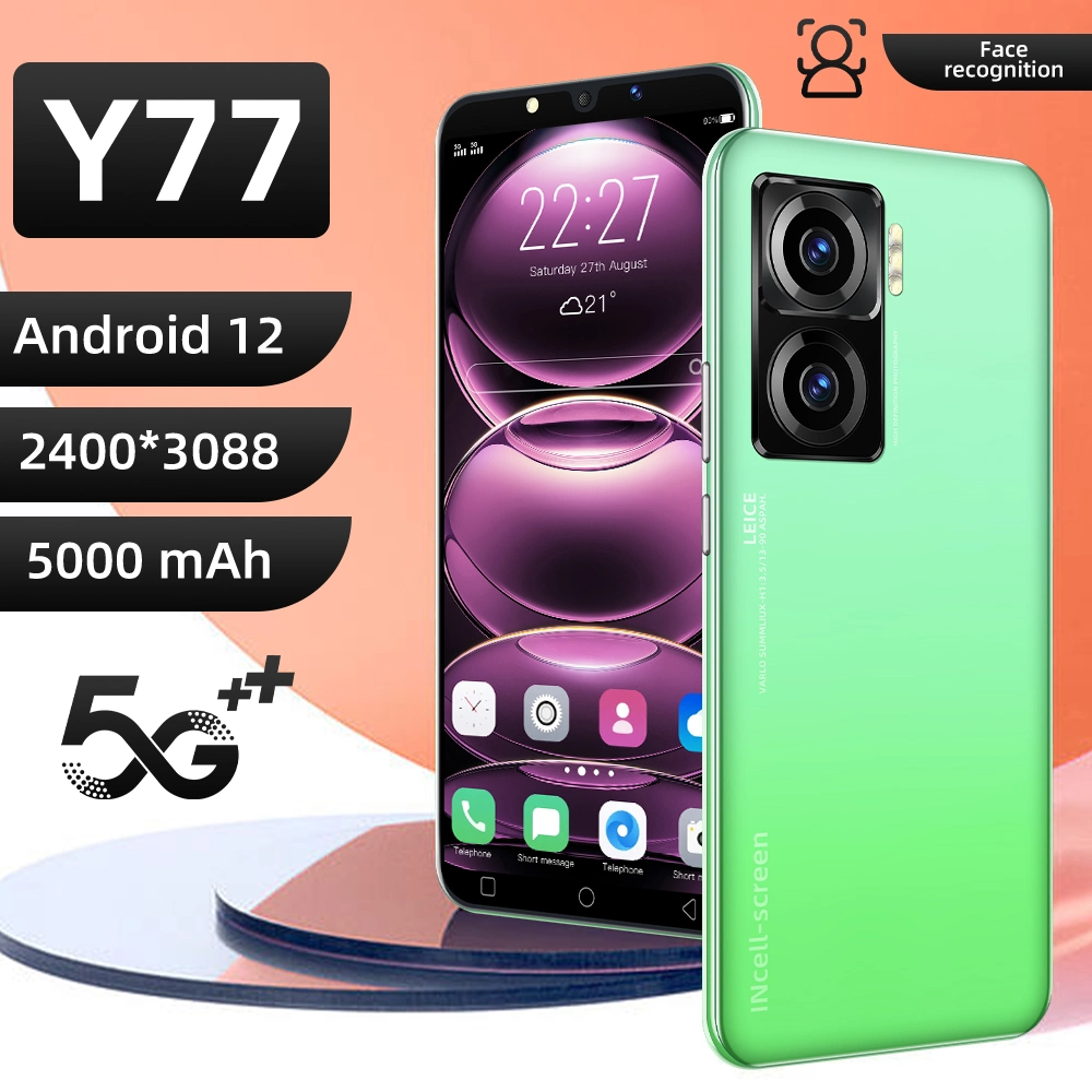 Original New Y77 5,8 pouces 5G cellulaire 16Go + 512 Go+5016MP MP Smartphone Android Android 12.0 Les téléphones mobiles