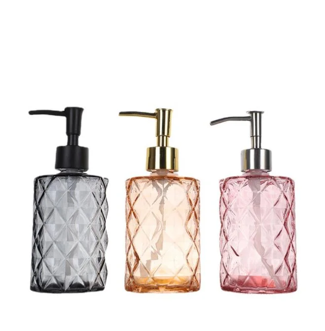 Hand Soap Bottle Diamond Shaped Glass Bottle Pressed Lotion Sealed Bottle Bath Gel Dispensing Bottle Wholesale/Supplier