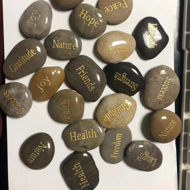 Polished River Rock, Natural River Stones, Engraved Pebble Etched with Word, Letter