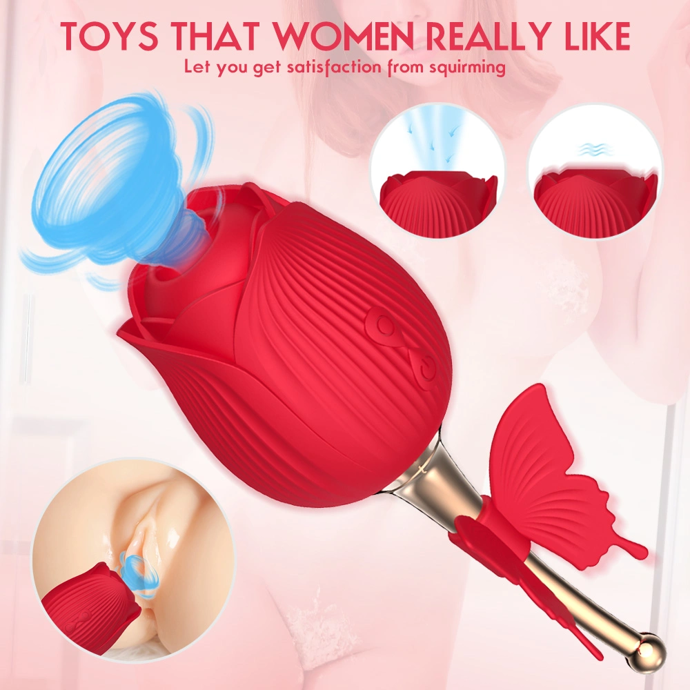 10 Vibration Modes Breast Sucking Toy Red Rose Clitoral Sucking Vibrator Sex Toys for Women