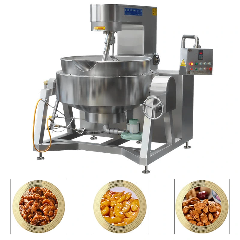 Bean Nuts Ginger Garlic Curry Olive Paste Sauce Making Cost-Saving Commercial Gas Cooking Pot Jacket Kettle with Agitator Mixer