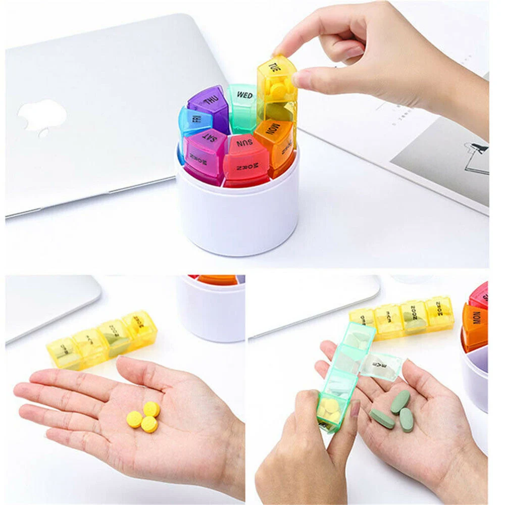 Hebdomadaire Pill Organisateur 7 jours 28 compartiments 4 fois a Day Pill case Box pour les pilules pour Voyage