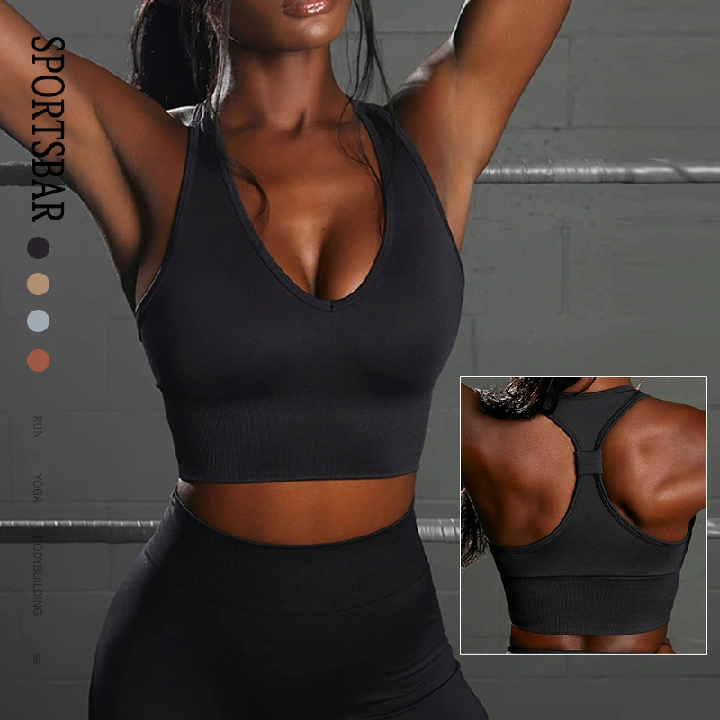 New Design Rust Red Yoga Bra Tops Quick Dry Funtional Women Sports Bra Top Underwear