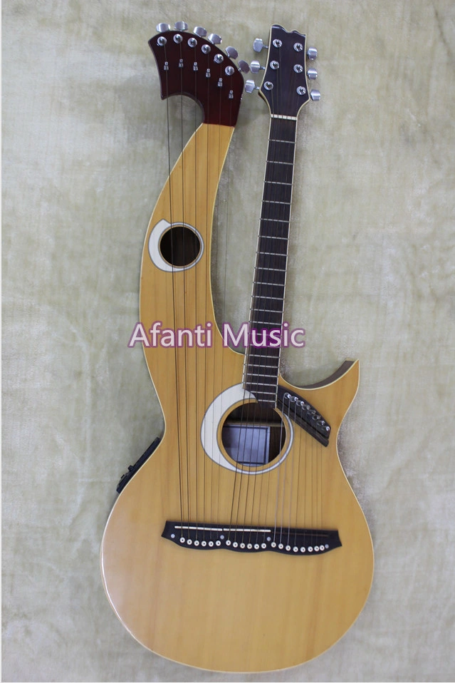 Акустическая электрическая двойная шейка 6+6+8 String Harp Guitar