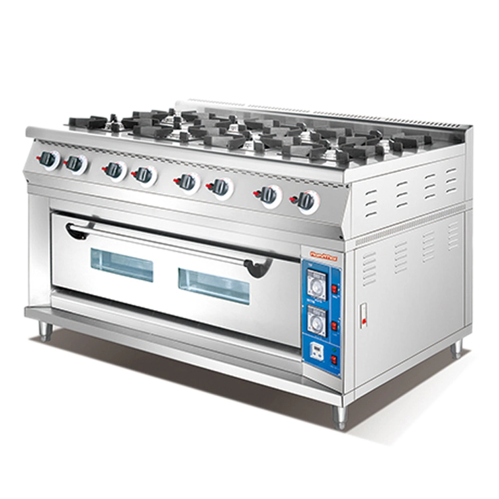 8 Burner Gas Stove Cooker Cooking Range with Gas Oven Commercial Kitchen/Catering/Cooking/Restaurant/Hotel Equipment Hot Food Bakery Equipment