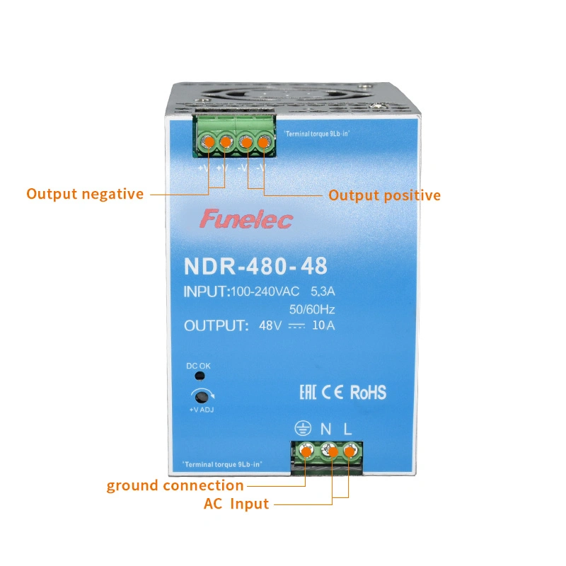 Alimentación de conmutación de la rampa transformador DC AC 220 a DC 48V de alimentación de la rampa Ndr-480-48V 10A