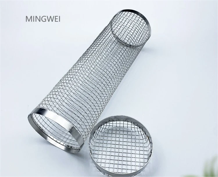 Mingwei Round Stainless Steel Metal Net Tube BBQ Barbecue Basket Cylinder Rolling Grilling Basket