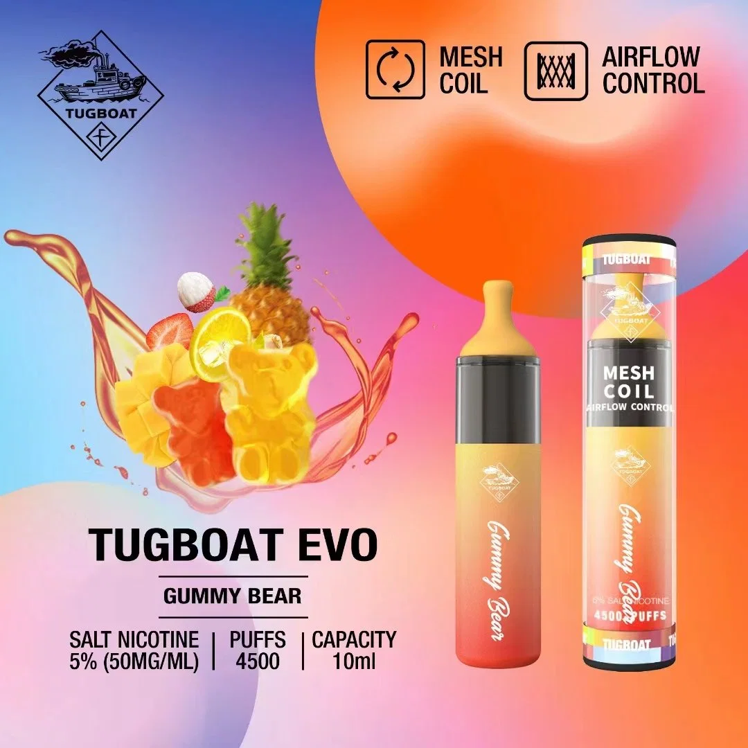 Personalisiere Tugboat Evo 4500 Puffs LED-Leuchten Akku-Stift Vape 850mAh Vaporizer 10ml vorgefülltes Gerät Geschmack