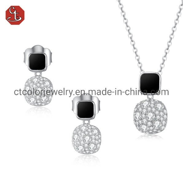 Fashion Gift Wholesale/Supplier Cubic Zircon Square Agate Pendant Necklace