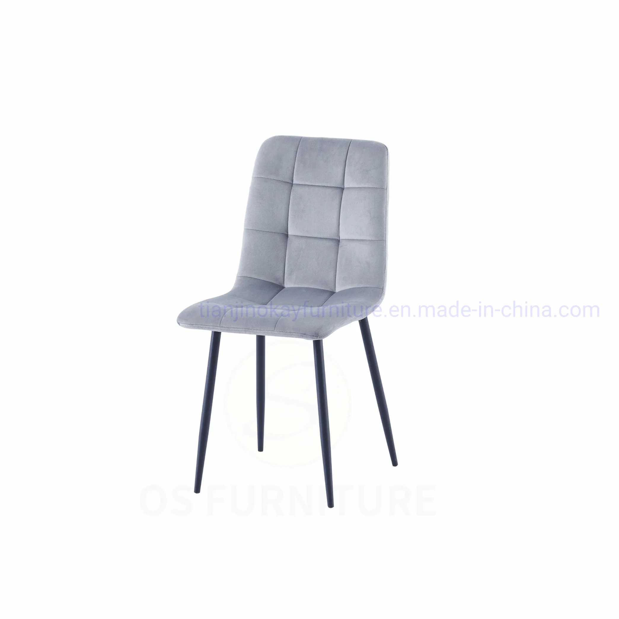 Modern Velvet Hotel Dining Chair Stoff Oberfläche Metall Beine Wohnen Esszimmerstuhl