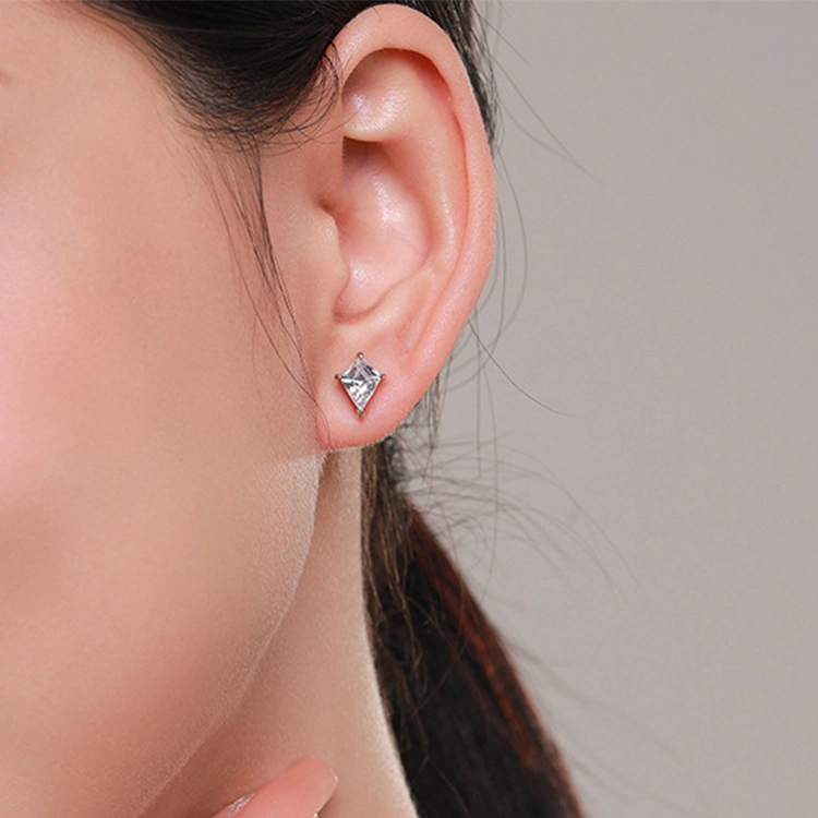 Wholesale/Supplier Luxury Style Stud Earring Jewelry Rhombic Shape Women Gift 925 Sterling Silver Zirconia Silver Earring