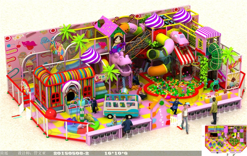 Parque de diversiones niños Juguete suave Trampoline Slide Zona de juegos cubierta