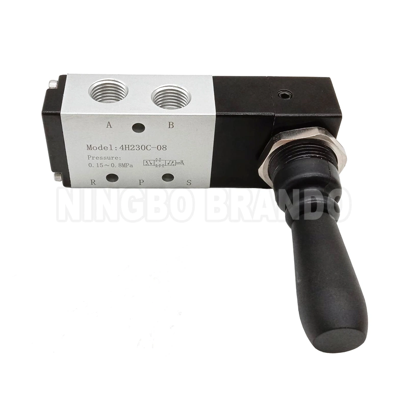 4H230C-08 4H230E-08 5/3 Way 5 Way 3 Position Manual Return Pneumatic Air Hand Lever Valve