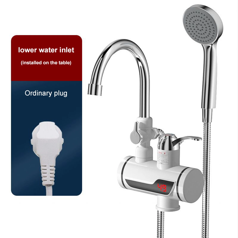 Chauffe-eau électrique pour robinet d'eau chaude avec douche et robinet mélangeur de salle de bains avec douche.