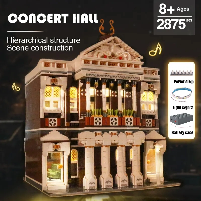 2875 PC Estructura jerárquica de construcción de escenas de efectos de iluminación signo de la luz de la Sala de Conciertos bastante coloridos ladrillos para las edades de 8+