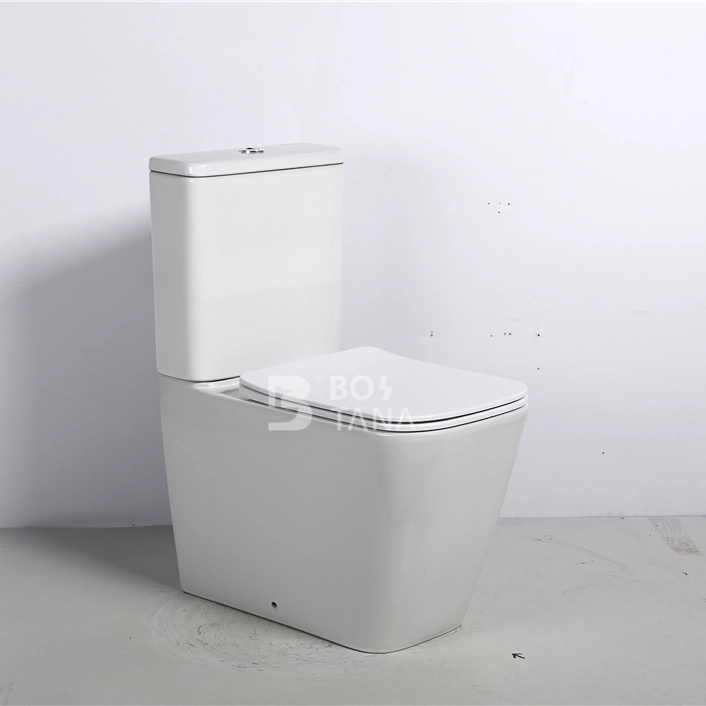 Sanitary Waresquare Design Ceramic P-Trap Two-Piece Toilet Water Saving