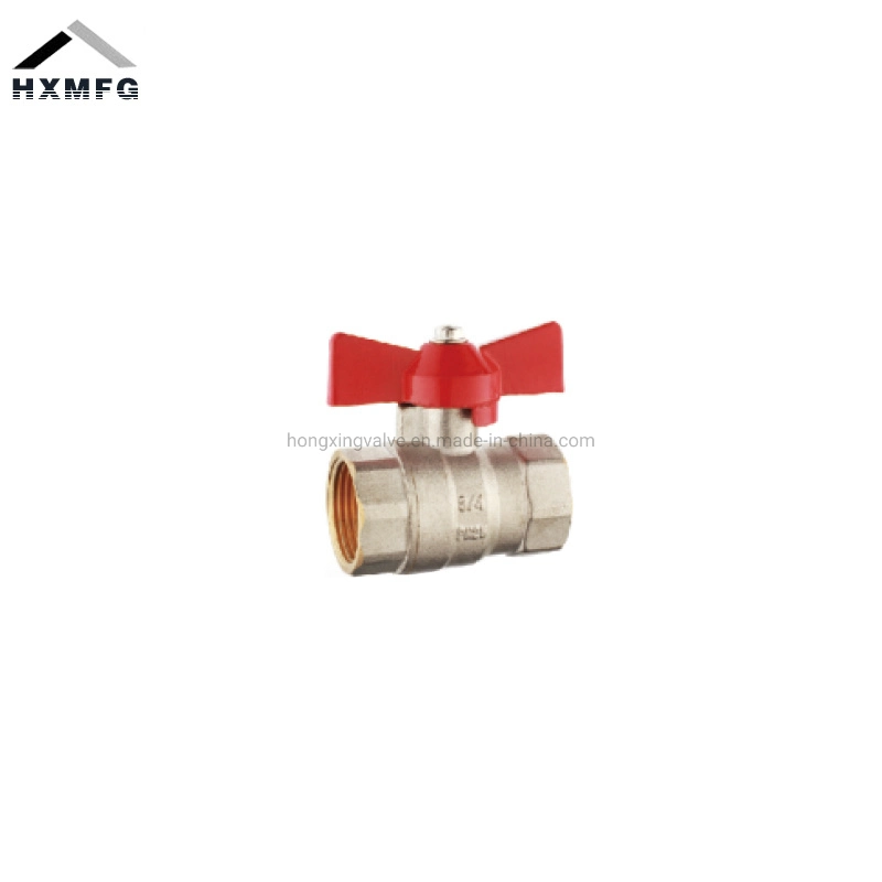 Brass Nickel Plate Female Thread Butterfly Ball Valve with Drain