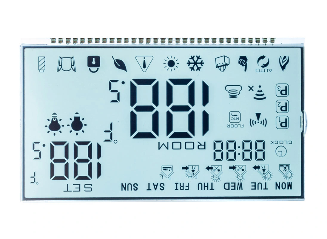 Affichage LCD personnalisé à 7 segments Tn Htn Stn pour affichage du capteur de température de la pièce.