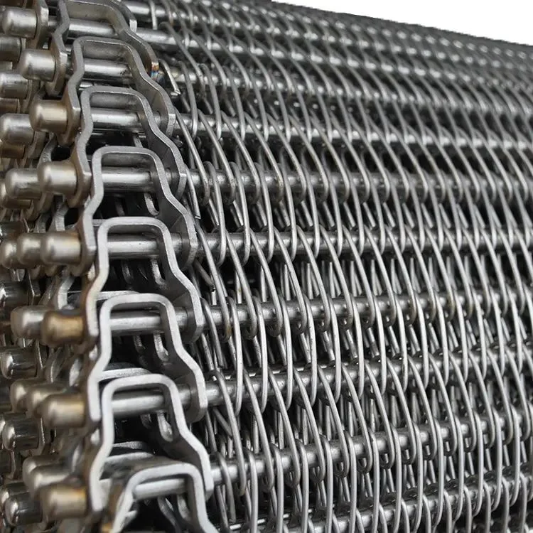 Transportador de cadena plana de malla de alambre espiral de acero inoxidable para alta temperatura Correas