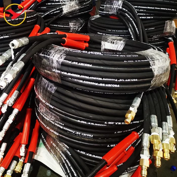 DN10 3/8" * 350bar / 5075psi Steel-Wire Braided Rubber Hose Pressure Quick Connector Washer 3/8" Hydraulic Rubber Hose