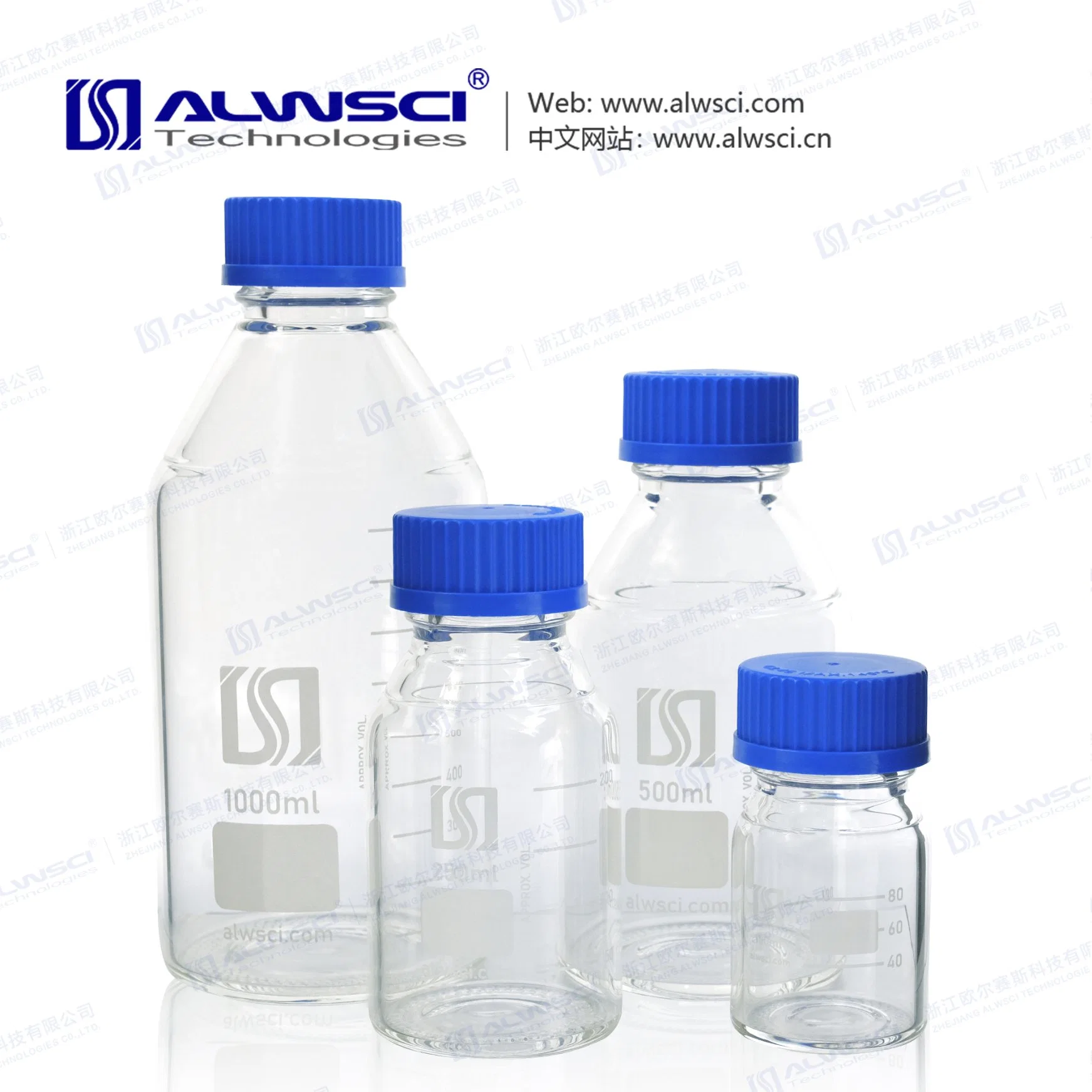 100ml Gl45 Clear Glass Reagent Bottle with Closed Screw Cap