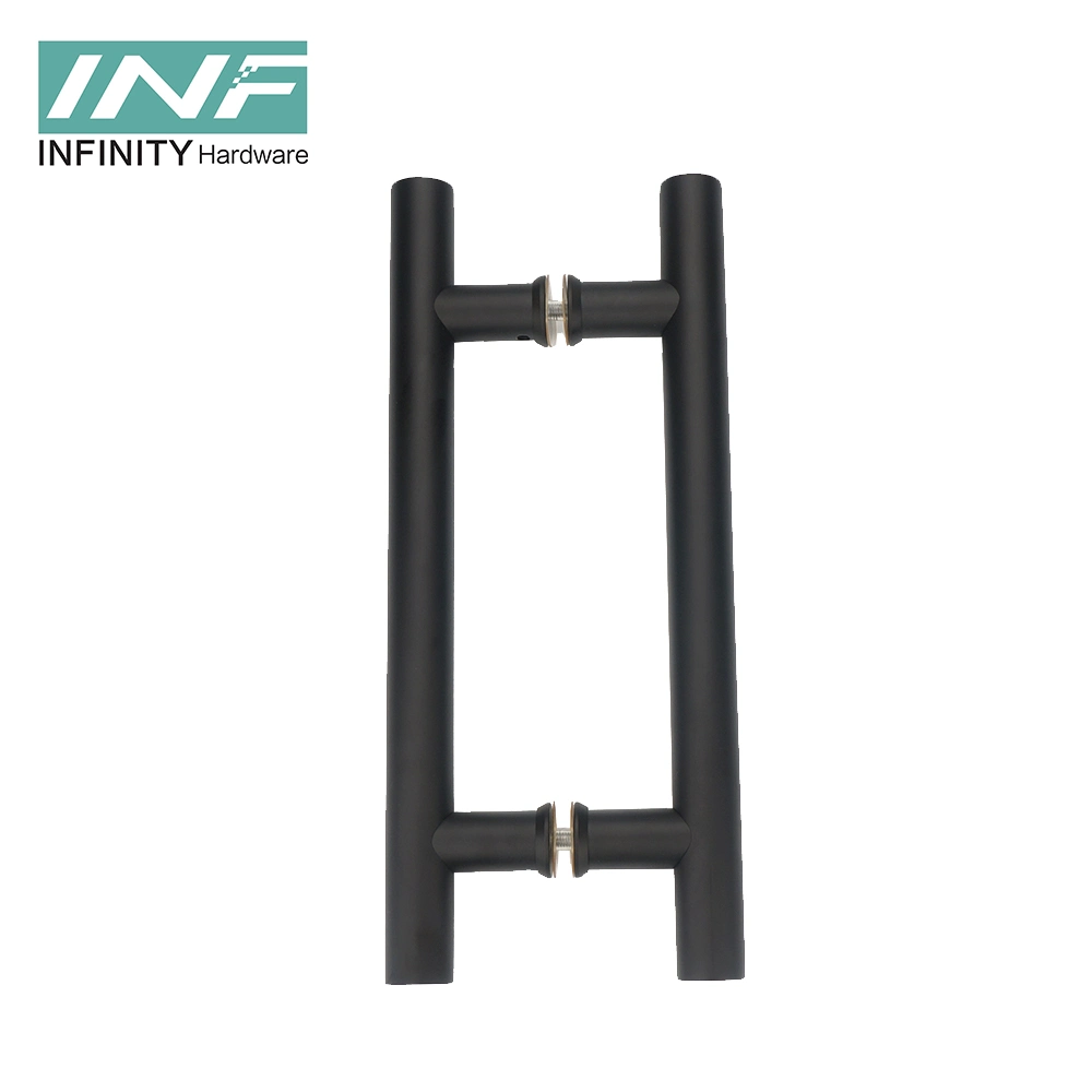 Modern Hotel High End Shower Glass Door Pulls Stainless Steel Shower Brass Hardware Black Square Glass Door Handle Bathroom Accessories