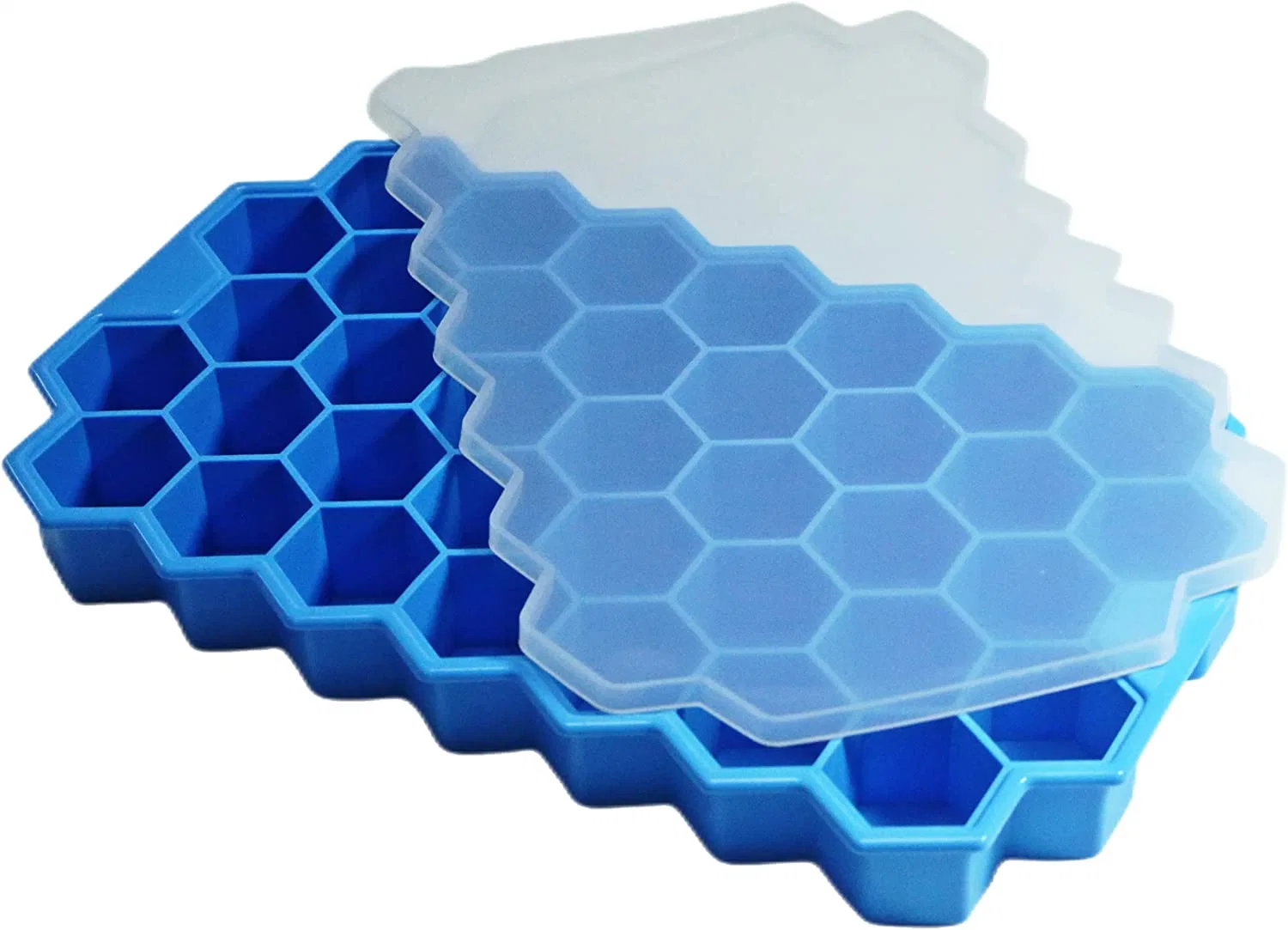 Plateau à glaçons en silicone avec couvercle pour moules à glaçons Cube de glace réutilisable à libération facile dans les bacs de rangement ou le seau à glace Pour le bar à cocktails