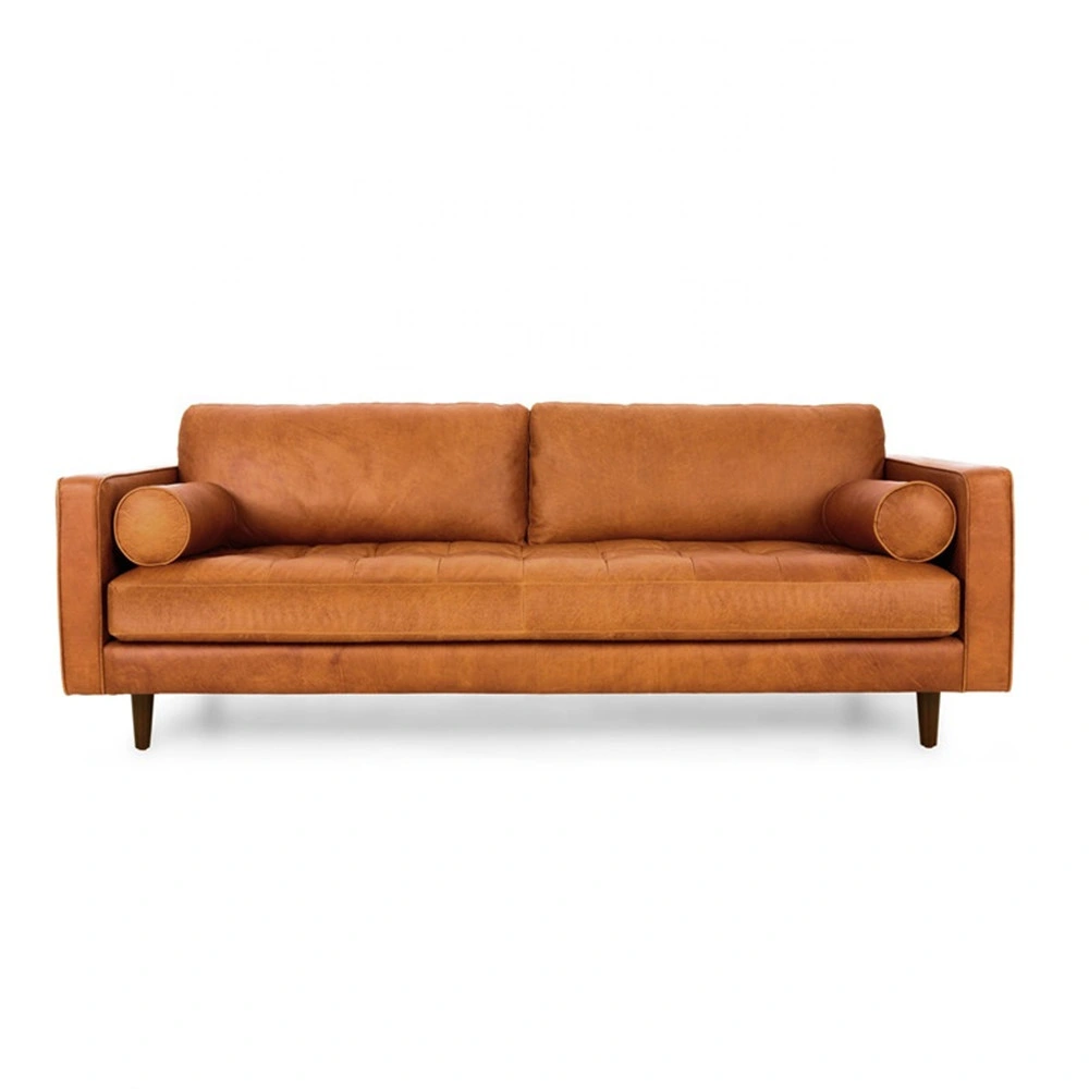 MODERNES Sofa aus LEDER AUS DER MITTE des Jahrhunderts Sofa aus getuftetem Leder Sofa 3 Sitzer