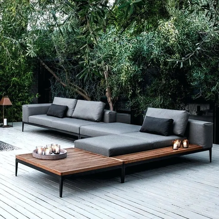 Venta caliente moderno jardín patio de madera Sillón Sofa Hotel mobiliario de exterior