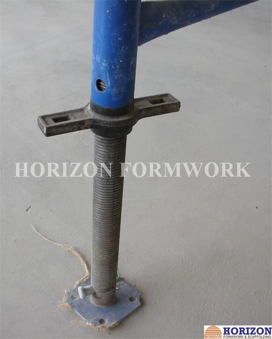 Scaffolding Base Jack with Adjusting Handle for Height Leveling