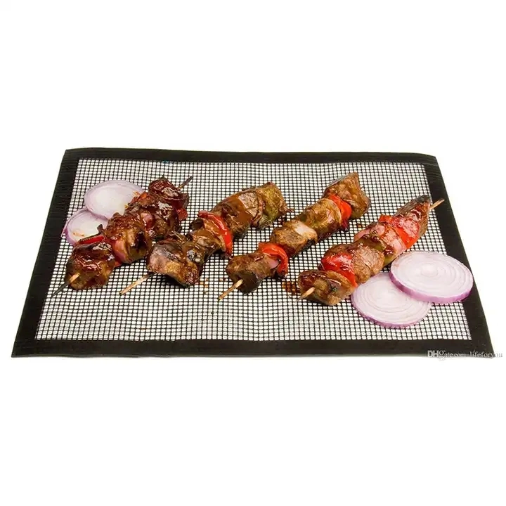 Food Safe Heat Resistant PTFE BBQ Grill Mesh Mat with Edges