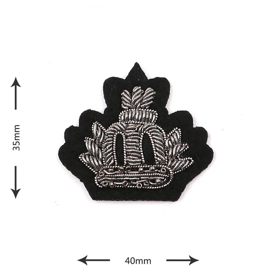 Factory Custom Logo Indian Silk Material Hand Embroidered with Diamond Crown Style Sequins Beaded Badge Patch